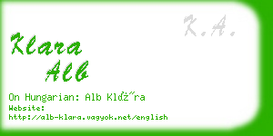 klara alb business card